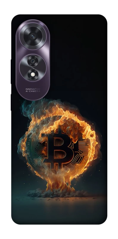 Чехол на Oppo A60 Fire Bitcoin фото 1 из 1