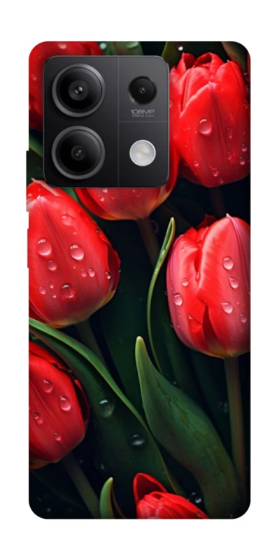 Чехол на Xiaomi Redmi Note 13 5G Красные тюльпаны фото 1 из 1