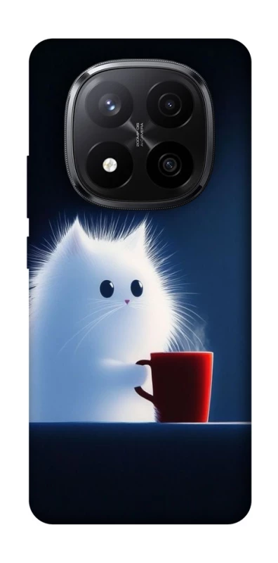Чехол на Xiaomi Redmi Note 14 Pro+ 5G Чехол кот с кофе фото 1 из 1