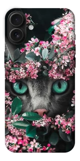 Чехол на Apple iPhone 16 Plus Кот в цветах фото 1 из 1