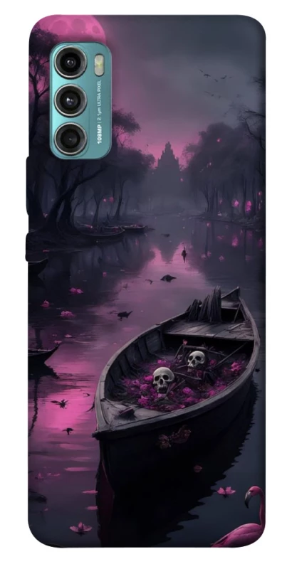 Чехол на Motorola Moto G60 Boat and flamingo фото 1 из 1