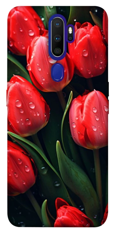 Чехол на Oppo A5 (2020) / Oppo A9 (2020) Красные тюльпаны фото 1 из 1