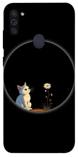Чехол на Samsung Galaxy M11 Cat and flower фото 1 из 1
