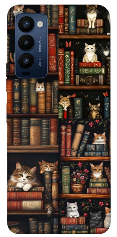 Чехол на TECNO Camon 18 Cats & Books фото 1 из 1