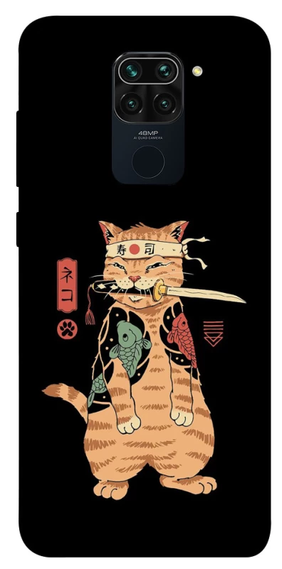 Чехол на Xiaomi Redmi Note 9 / Redmi 10X Кот-самурай фото 1 из 1