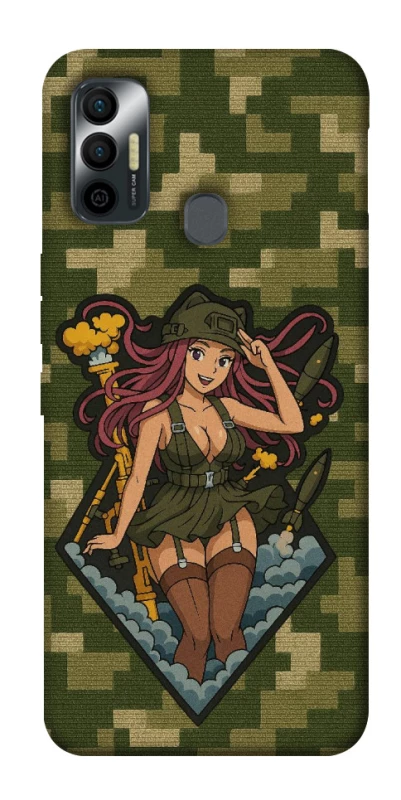 Чохол на TECNO Spark 7 Military Waifu фото 1 з 1