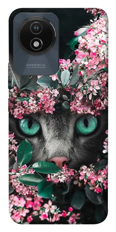 Чохол на Vivo Y02 Кіт в квітах фото 1 з 1