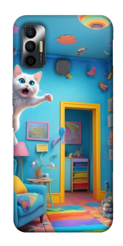 Чохол на TECNO Spark 7 crazy cat фото 1 з 1