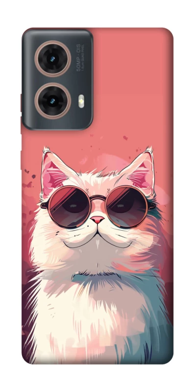 Чохол на Motorola Moto G85 Сat with glasses фото 1 з 1