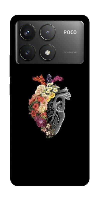 Чохол на Xiaomi Poco F6 Pro Heart with flowers фото 1 з 1
