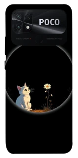 Чехол на Xiaomi Poco C40 Cat and flower фото 1 из 1