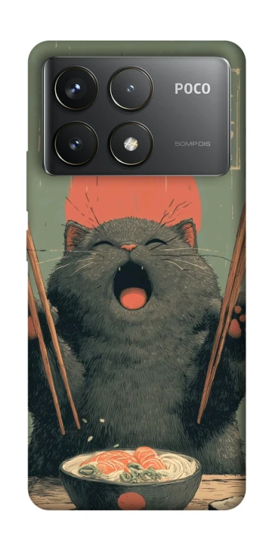 Чехол на Xiaomi Poco F6 Pro Hungry Cat фото 1 из 1