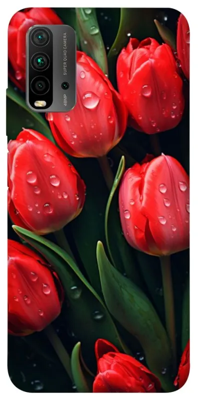 Чехол на Xiaomi Redmi 9T Красные тюльпаны фото 1 из 1