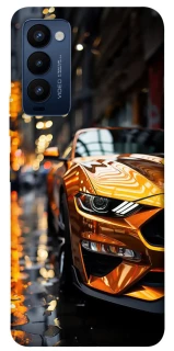 Чехол на TECNO Camon 18 Golden sports car фото 1 из 1