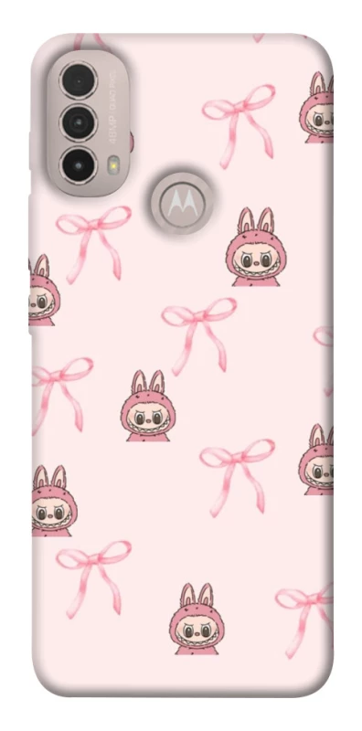 Чохол на Motorola Moto E40 Pink bows and Labubus фото 1 з 1