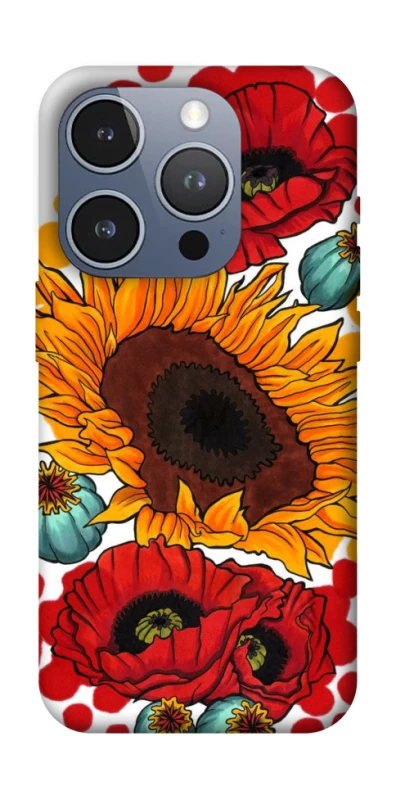 Чехол на Apple iPhone 16 Pro Подсолнечники и маки фото 1 из 1