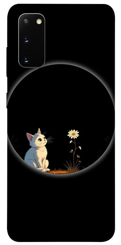 Чехол на Samsung Galaxy S20 Cat and flower фото 1 из 1