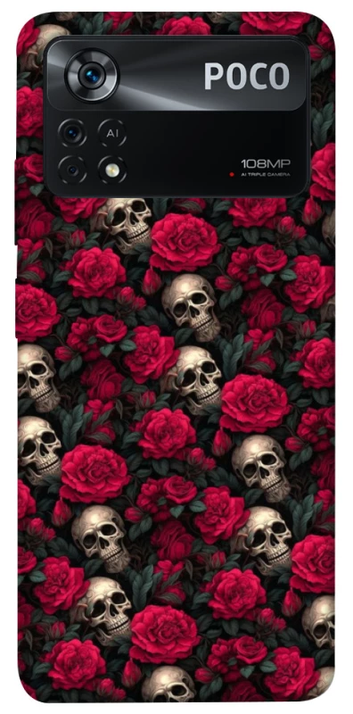 Чехол на Xiaomi Poco X4 Pro 5G Черепа и розы фото 1 из 1
