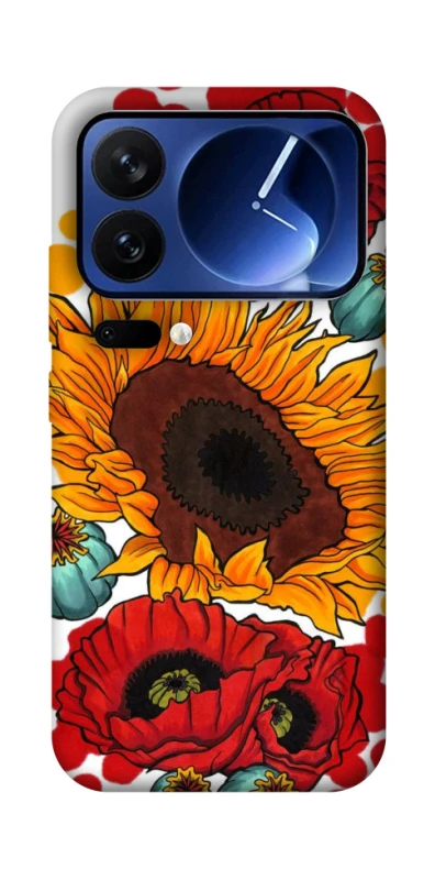 Чохол на Xiaomi Poco F7 Ultra Соняшники та маки фото 1 з 1