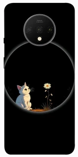 Чехол на OnePlus 7T Cat and flower фото 1 из 1