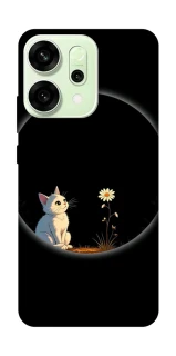 Чехол на Oppo Reno 14 Cat and flower фото 1 из 1