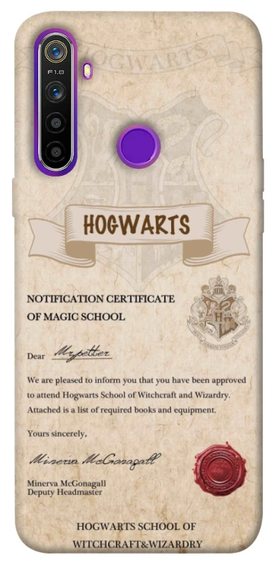 Чохол на Realme 5 The Hogwarts acceptance letter фото 1 з 1