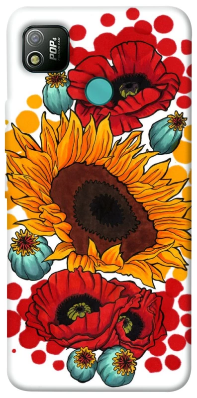 Чохол на TECNO POP 4 Соняшники та маки фото 1 з 1