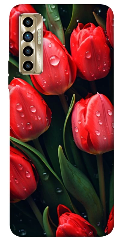 Чохол на TECNO Camon 17P Червоні тюльпани фото 1 Чохол на TECNO Camon 17P Червоні тюльпани фото 1 з 1