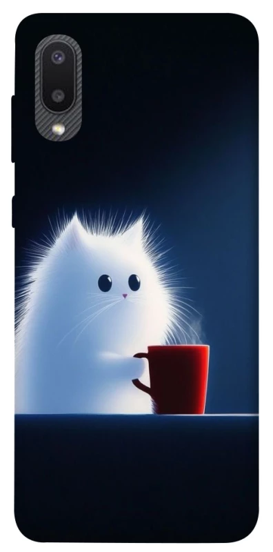 Чехол на Samsung Galaxy A02 Чехол кот с кофе фото 1 из 1