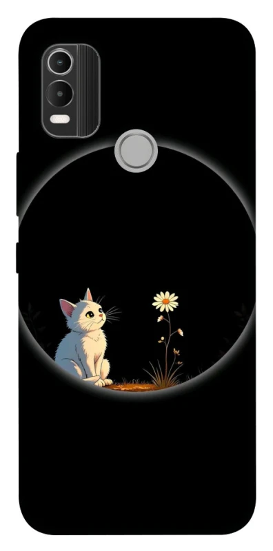 Чехол на Nokia C21 Plus Cat and flower фото 1 из 1
