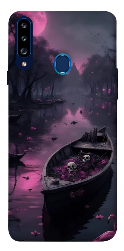 Чехол на Samsung Galaxy A20s Boat and flamingo фото 1 из 1