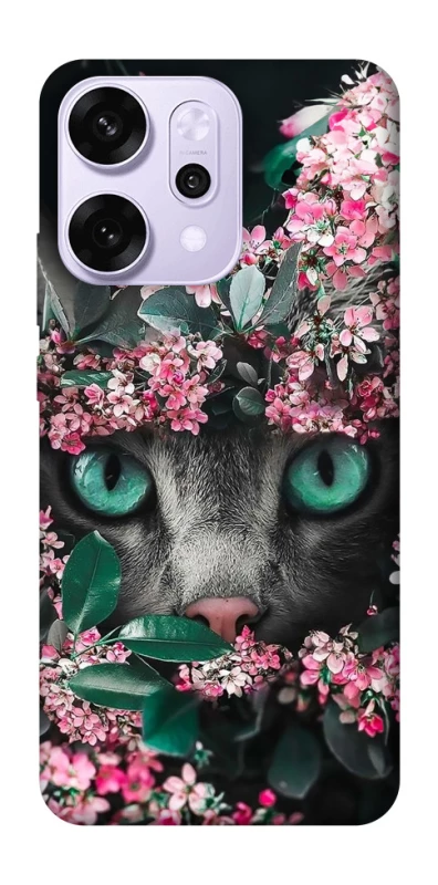 Чохол на Oppo Reno 14 Pro Кіт в квітах фото 1 з 1