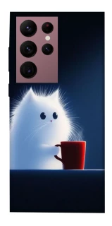 Чехол на Samsung Galaxy S22 Ultra Чехол кот с кофе фото 1 из 1