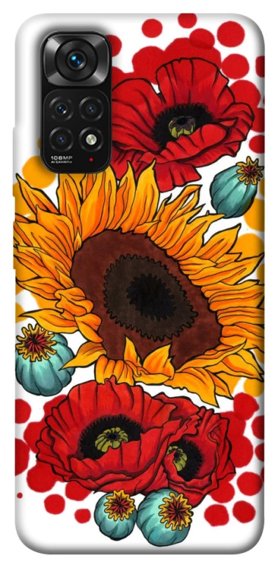 Чехол на Xiaomi Redmi Note 11 (Global) / Note 11S Подсолнечники и маки фото 1 из 1
