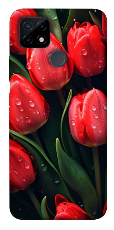 Чохол на Realme C25Y Червоні тюльпани фото 1 Чохол на Realme C25Y Червоні тюльпани фото 1 з 1