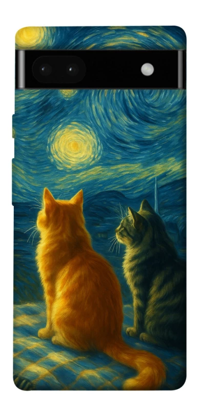 Чехол на Google Pixel 6a Cats under the stars фото 1 из 1
