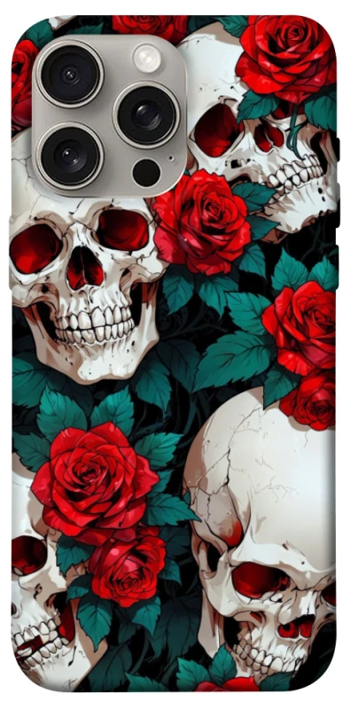Чохол на Apple iPhone 15 Pro Max (6.7") skull and rose фото 1 з 1