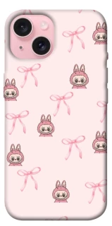 Чехол на Apple iPhone 15 (6.1") Pink bows and Labubus фото 1 из 1