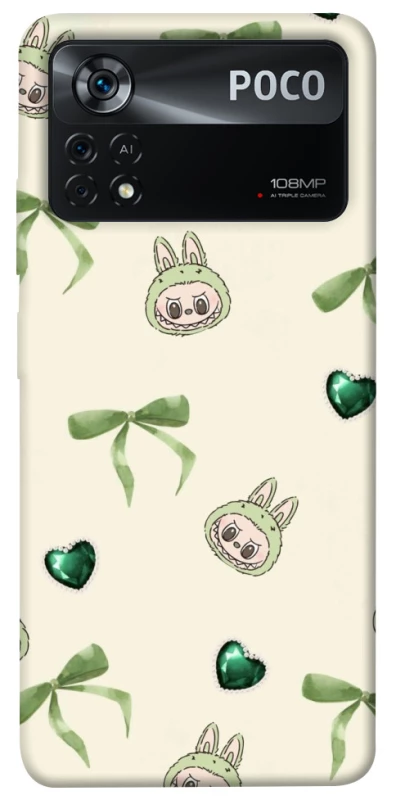 Чехол на Xiaomi Poco X4 Pro 5G Labubu Green Heart фото 1 из 1