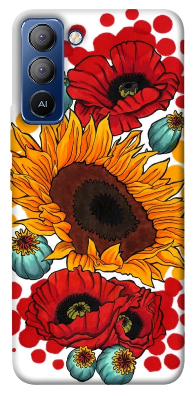 Чохол на TECNO Pop 5 LTE Соняшники та маки фото 1 з 1