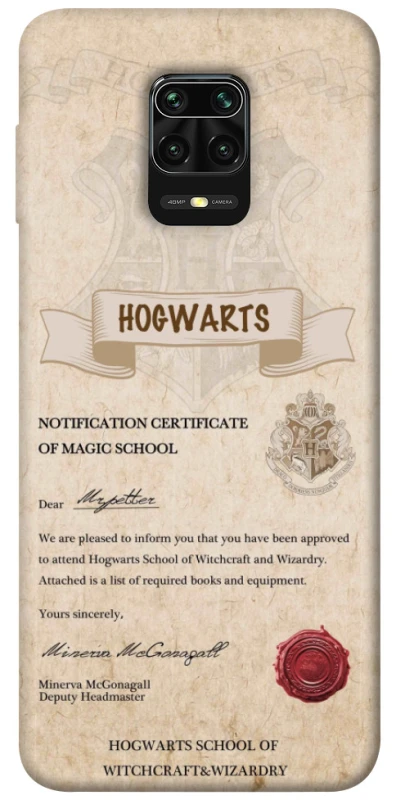 Чехол на Xiaomi Redmi Note 9s / Note 9 Pro / Note 9 Pro Max The Hogwarts acceptance letter фото 1 из 1