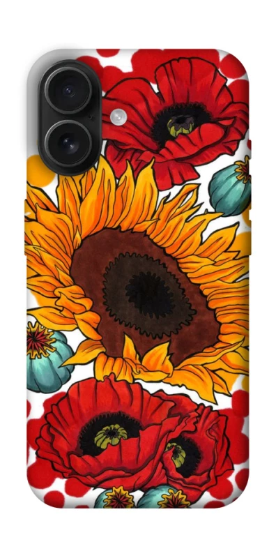 Чехол на Apple iPhone 16 Подсолнечники и маки фото 1 из 1