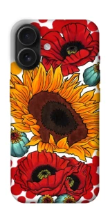 Чехол на Apple iPhone 16 Подсолнечники и маки фото 1 из 1