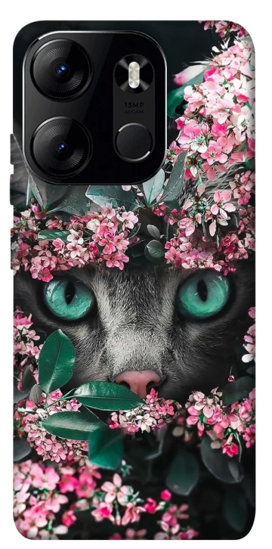 Чехол на Tecno Spark Go 2023 Кот в цветах фото 1 из 1