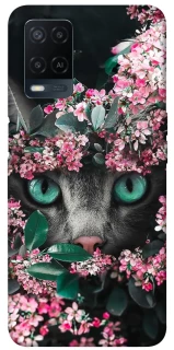 Чохол на Oppo A54 4G Кіт в квітах фото 1 з 1