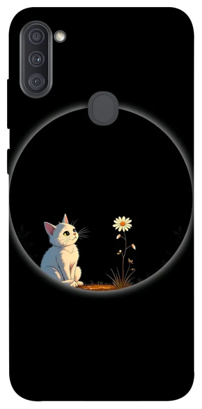 Чехол на Samsung Galaxy A11 Cat and flower фото 1 из 1