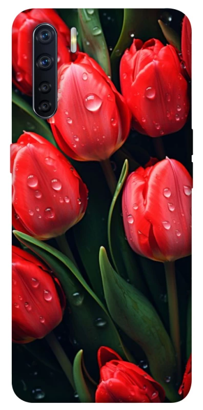 Чехол на Oppo A91 Красные тюльпаны фото 1 из 1