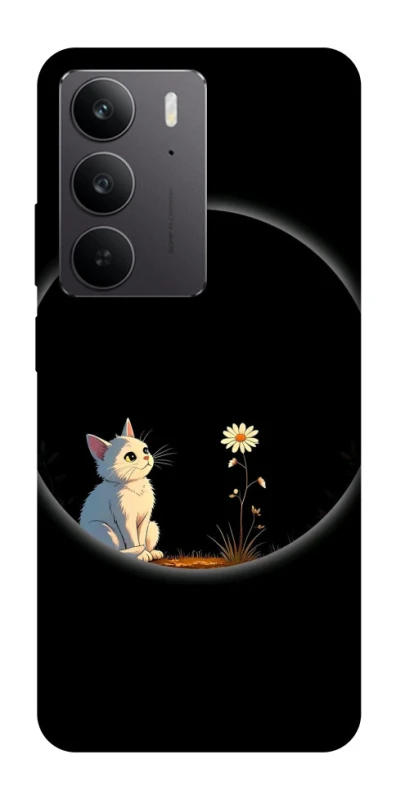 Чехол на Realme C75 Cat and flower фото 1 из 1
