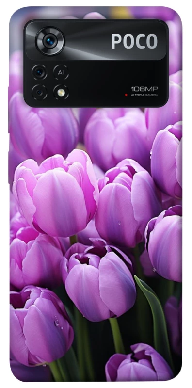 Чехол на Xiaomi Poco X4 Pro 5G Фиолетовые тюльпаны фото 1 из 1
