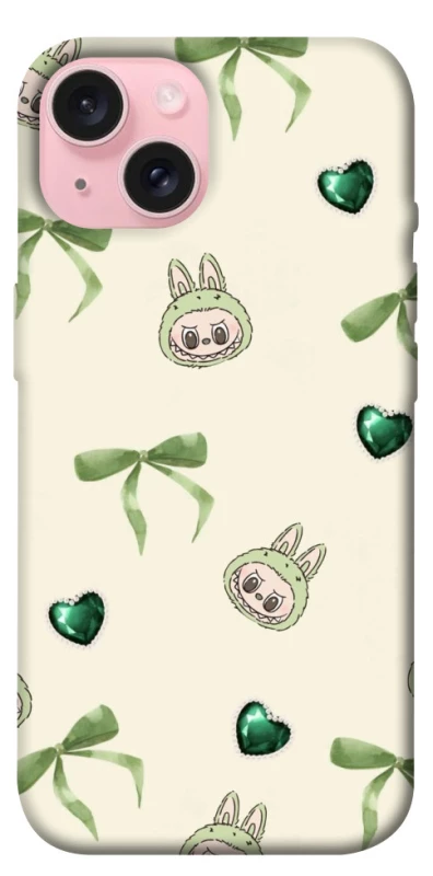 Чохол на Apple iPhone 15 (6.1") Labubu Green Heart фото 1 з 1